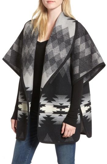 Women's Pendleton Reversible Curve Cape, Size - Black