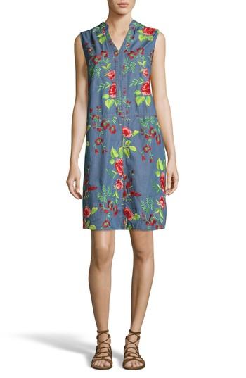 Women's Eci Embroidered Denim Shift Dress - Blue