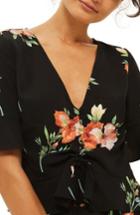 Women's Topshop Sunset Iris Ruched Blouse Us (fits Like 0-2) - Black
