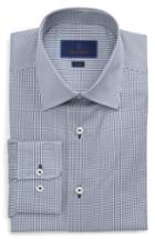 Men's David Donahue Trim Fit Square Grid Dress Shirt .5 32/33 - White