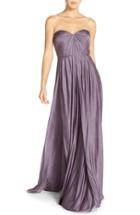 Women's Jenny Yoo 'demi' Convertible Strapless Pleat Jersey Gown - Purple