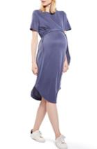 Women's Topshop Belted Maternity Midi Dress Us (fits Like 0-2) - Blue