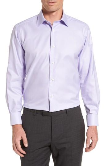 Men's David Donahue Regular Fit Houndstooth Dress Shirt .5 - 32/33 - Purple