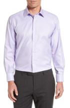 Men's David Donahue Regular Fit Houndstooth Dress Shirt .5 - 32/33 - Purple