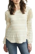 Women's Maternal America Fuzzy Shoulder Textured Maternity Sweater