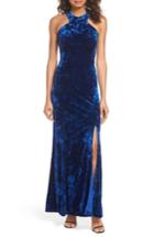 Women's Morgan & Co. Cleo Strappy Back Velvet Gown /12 - Blue