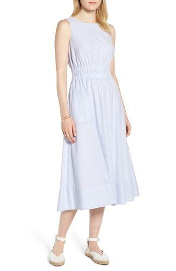 Women's 1901 Smocked Waist Pinstripe Midi Dress - White