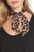 Women's Kate Spade New York Classic Leopard Skinny Silk Scarf, Size - Brown