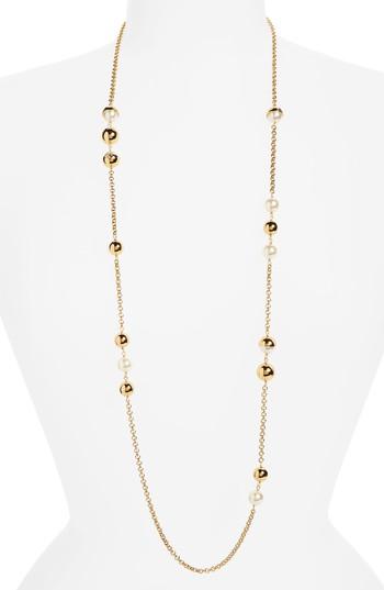 Women's Tory Burch Imitation Pearl Station Necklace