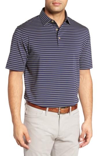 Men's Peter Millar Halifax Pinstripe Stretch Jersey Polo, Size - Blue