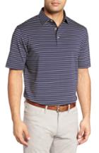 Men's Peter Millar Halifax Pinstripe Stretch Jersey Polo, Size - Blue