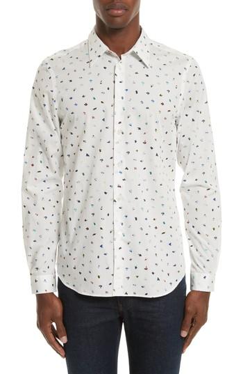 Men's Ps Paul Smith Mini Bird Print Woven Shirt - White