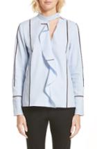 Women's Derek Lam 10 Crosby Stripe Cascade Ruffle Shirt - Blue