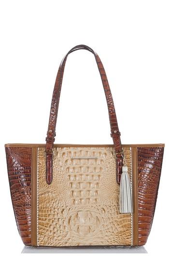 Brahmin Medium Asher Embossed Leather Tote - Beige