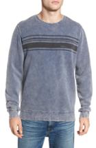 Men's Rvca Stripe Crewneck Sweatshirt, Size - Blue