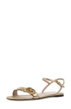 Women's Gucci Marmont Quarter Strap Flat Sandal Us / 34eu - Metallic