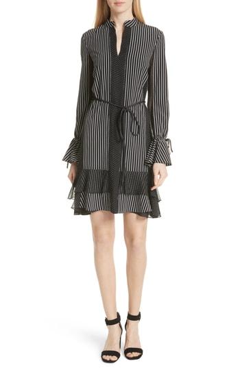 Women's Derek Lam 10 Crosby Pinstripe Silk Shift Dress - Black