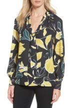 Women's Halogen Tie Neck Blouse - Black
