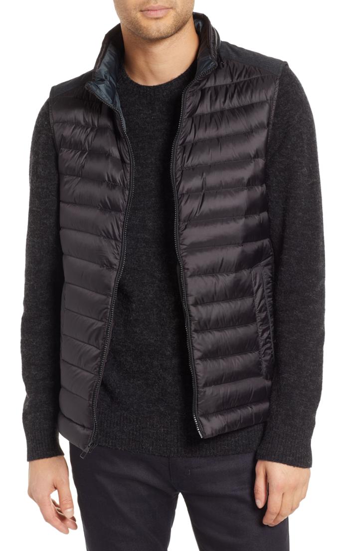 Men's Tumi Down Puffer Hooded Vest - Black