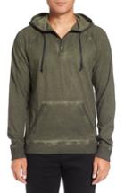 Men's Michael Stars Faded Henley Hoodie - Green