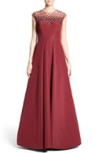 Women's Pamella Roland Beaded Silk Faille Gown - Red