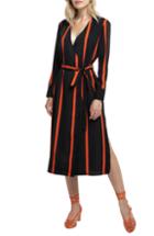 Women's Astr The Label Stripe Wrap Dress - Green