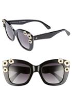 Women's Kate Spade Drystle 49mm Floral Embellished Square Sunglasses - Black