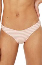 Women's Topshop Pastel Stripe Shirred High Leg Bikini Bottomss Us (fits Like 0) - Pink