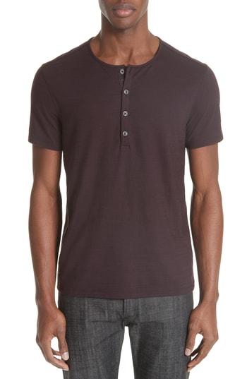 Men's John Varvatos Collection Striated Henley T-shirt - Red
