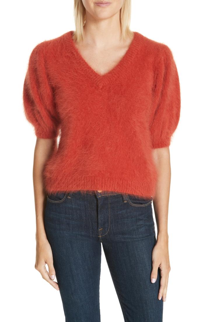 Women's Ulla Johnson Aries Puff Sleeve Sweater - Red