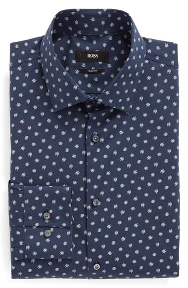 Men's Boss Slim Fit Print Dress Shirt
