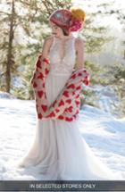 Women's Willowby Foxglove Front Slit Lace Gown, Size - Ivory