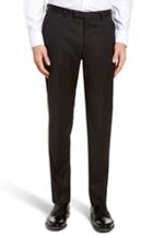 Men's Boss Lenon Cyl Flat Front Solid Wool Trousers R - Black