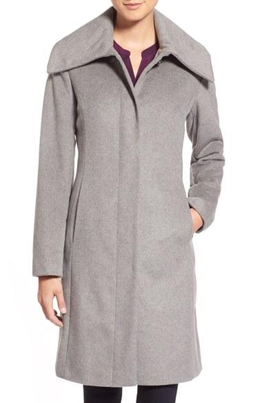 Women's Cole Haan Signature Single Breasted Wool Blend Coat - Metallic