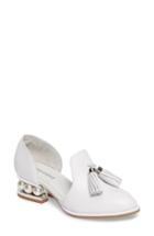 Women's Jeffrey Campbell 'civil' Pearly Heeled Beaded Tassel Loafer .5 M - White