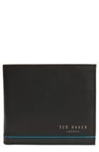 Men's Ted Baker London Stripe Detail Leather Bifold Wallet - Black