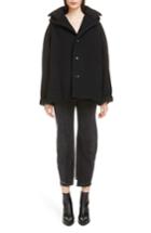 Women's Y's By Yohji Yamamoto Wool Blend Hooded Coat - Black