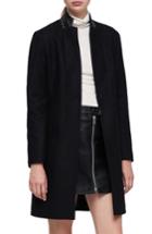 Women's Allsaints Leni Stud Trim Leather Collar Coat