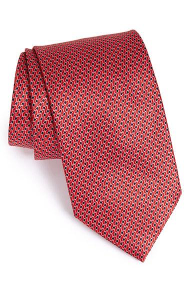 Men's Brioni Geometric Silk Tie, Size - Red