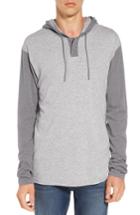 Men's Rvca Pick Up Hooded Henley Sweatshirt, Size - Grey