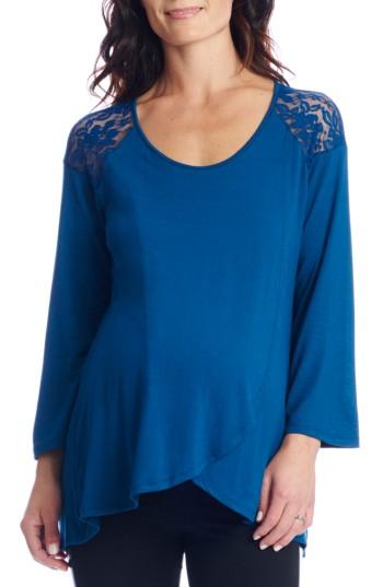 Women's Everly Grey Aaliyah Wrap Front Maternity/nursing Top - Blue