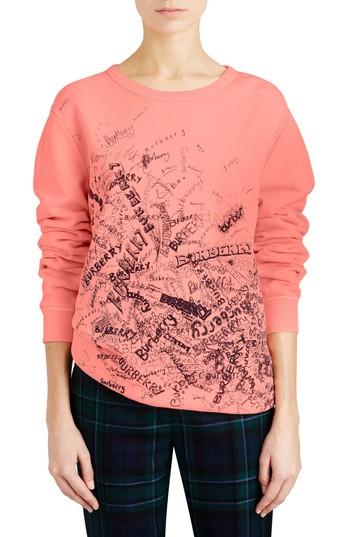 Women's Burberry Doodle Print Cotton Sweatshirt - Orange