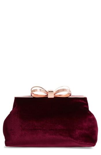 Ted Baker London Cena Bow Velvet Clutch - Red