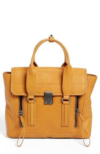 3.1 Phillip Lim 'pashli - Medium' Shark Embossed Leather Satchel Amber/