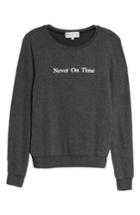 Women's Wildfox Never On Time Baggy Beach Jumper Pullover - Black