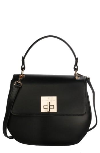 Celine Dion Minuet Faux Leather Top Handle Satchel - Black