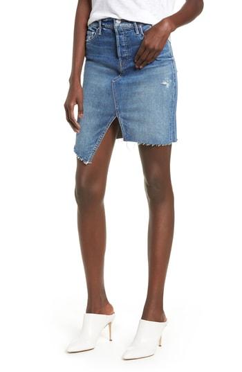 Women's Mother The Tomcat Slide Asymmetrical Fray Hem Skirt - Blue