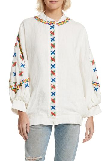 Women's All Things Mochi Jennifer Embroidered Jacket - Ivory