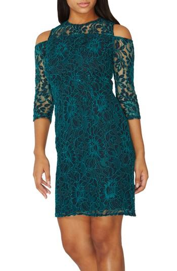 Women's Dorothy Perkins Cold Shoulder Lace Dress Us / 10 Uk - Green