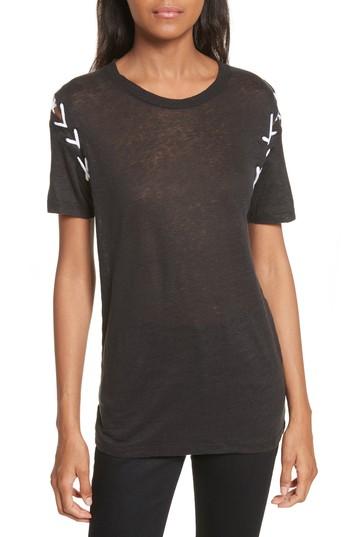 Women's Iro Melly Lace-up Linen Tee - Black